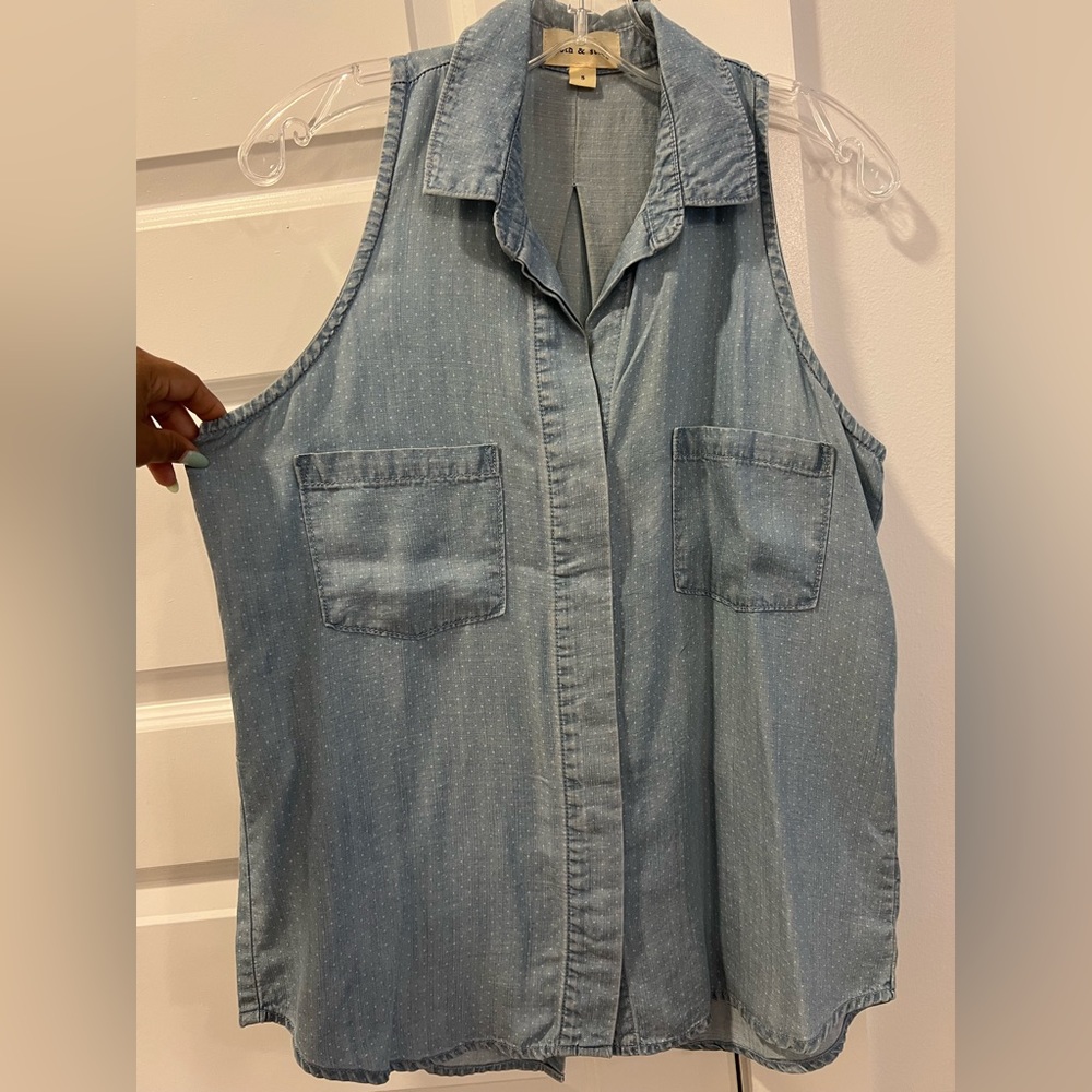 Anthropologie button down chambray swing blouse